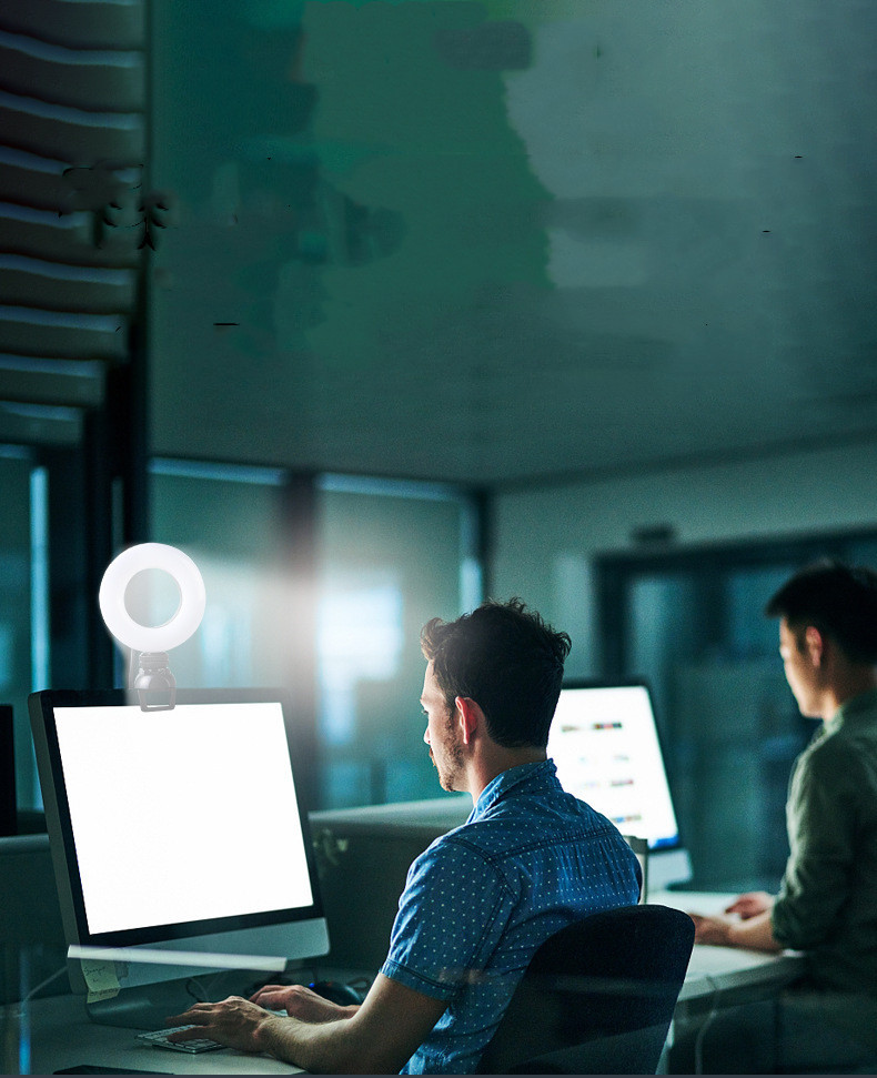 1620720304608-1.jpg Video Conference 4 Inch Fill Light Computer Live Photography Light LED Selfie Light USB Powered Round Camera Lamp Dimmable LED Ring Light With Phone Holder - Image 3