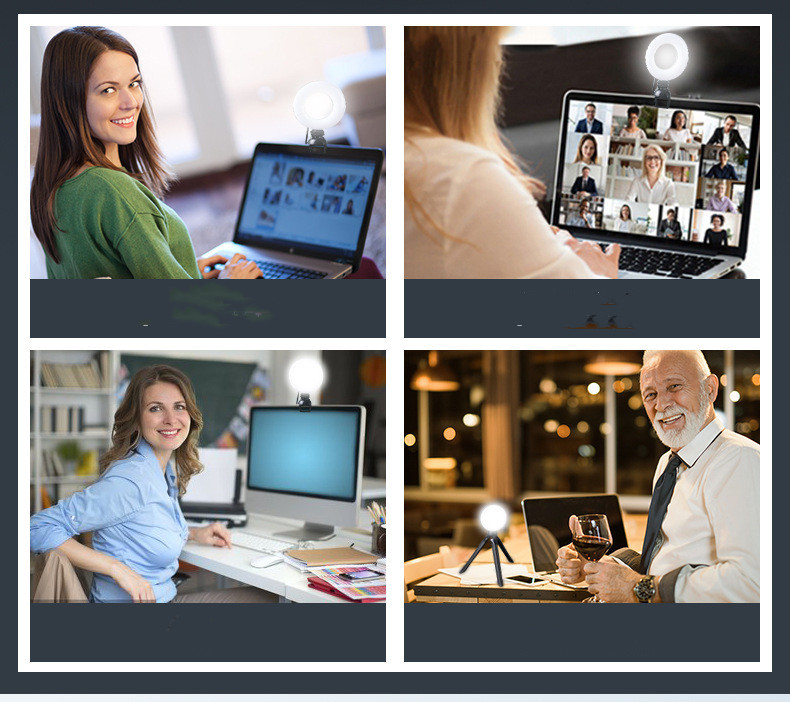 1620720304615-1.jpg Video Conference 4 Inch Fill Light Computer Live Photography Light LED Selfie Light USB Powered Round Camera Lamp Dimmable LED Ring Light With Phone Holder - Image 5
