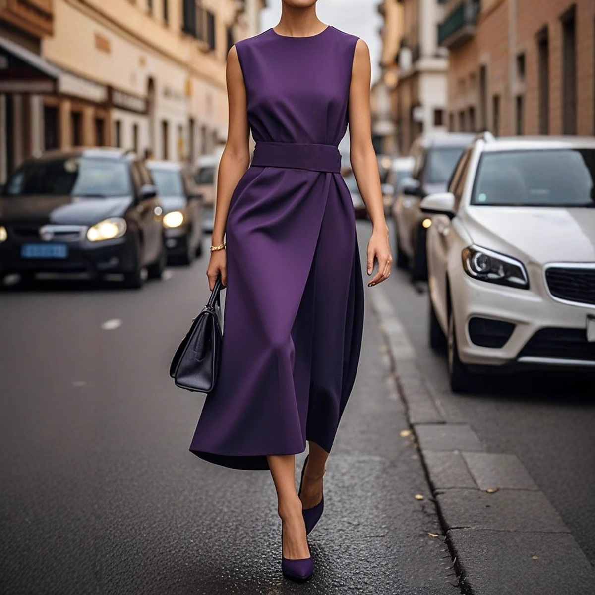 40b3bc09-eac3-41b9-b99f-9de0a0185945.jpg Summer Irregular Sleeveless Dress With Belt Fashion Temperament Slim Back Zipper Dresses For Women Clothing - Image 4