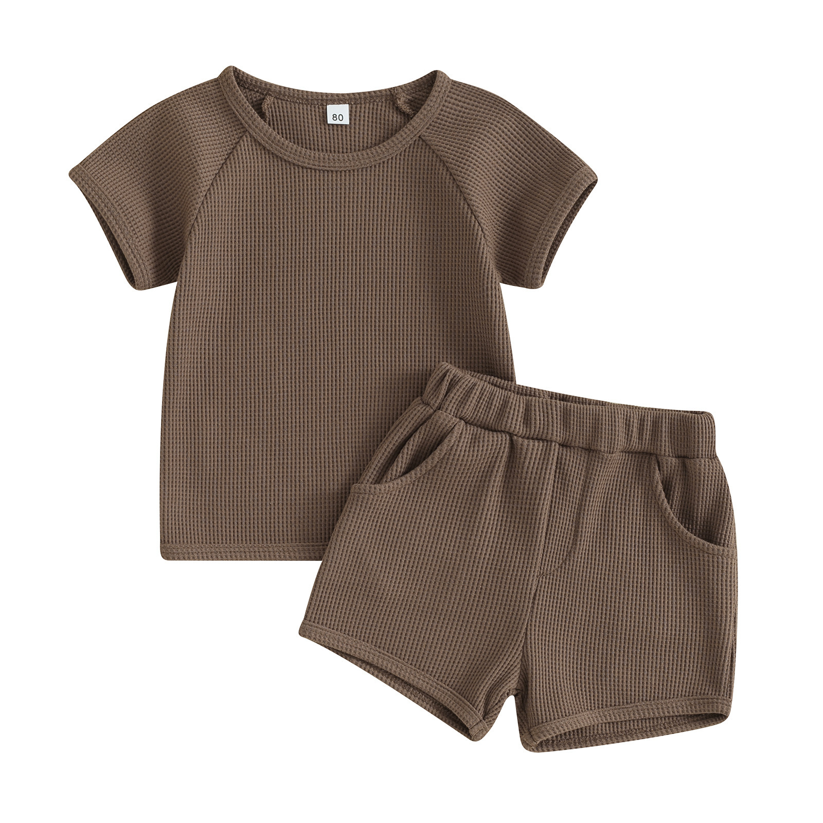 5355a42e-25d5-441f-913f-36b3a98a71b8.jpg Waffle Short-sleeved Shorts Two-piece Baby Clothes Comfort And Casual - Image 4