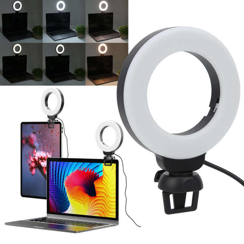 5b8b30f3-b847-48bc-bbc7-b943a43d29c4-1.jpg Video Conference 4 Inch Fill Light Computer Live Photography Light LED Selfie Light USB Powered Round Camera Lamp Dimmable LED Ring Light With Phone Holder