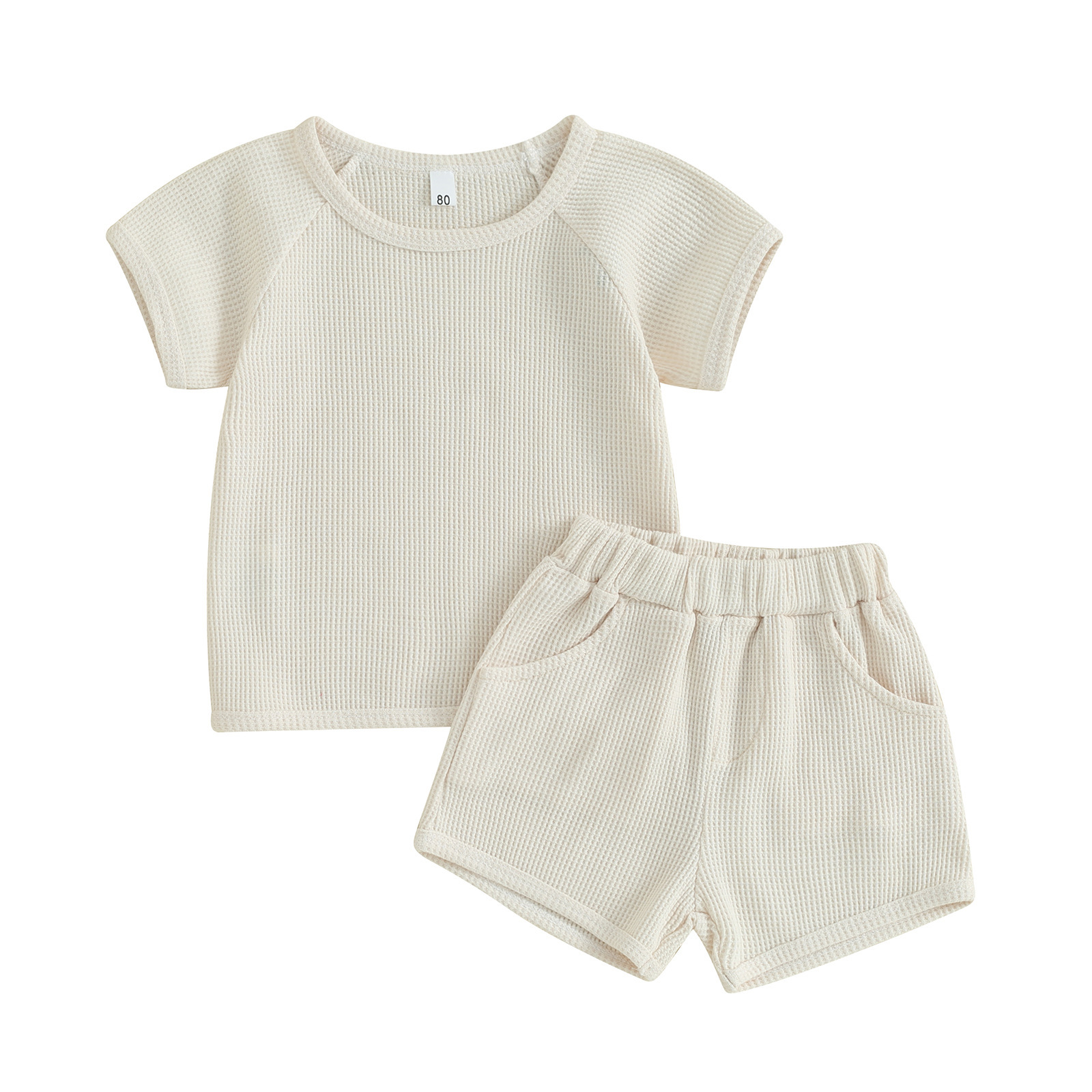 6960204d-3573-435b-83c7-6f4e668ff14d.jpg Waffle Short-sleeved Shorts Two-piece Baby Clothes Comfort And Casual - Image 5