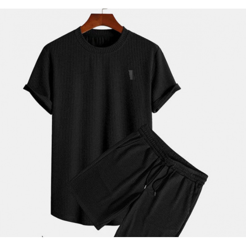 7aa12b50-c2f0-41a6-ae46-77ae304dfc3a.jpg Round Neck Men's Short Sleeve Sports Fashion Loose Two-piece Suit - Image 2