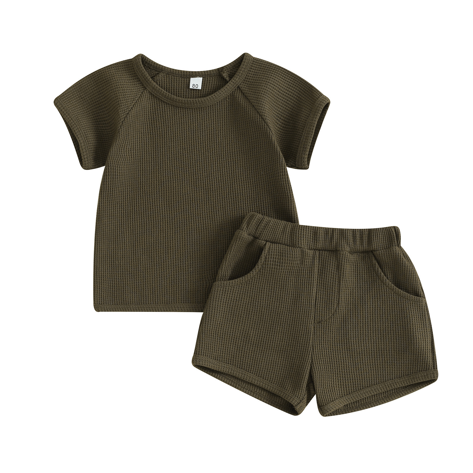 81fc7e2d-0dd9-4a09-bbf6-9a72b2da3868.jpg Waffle Short-sleeved Shorts Two-piece Baby Clothes Comfort And Casual - Image 6