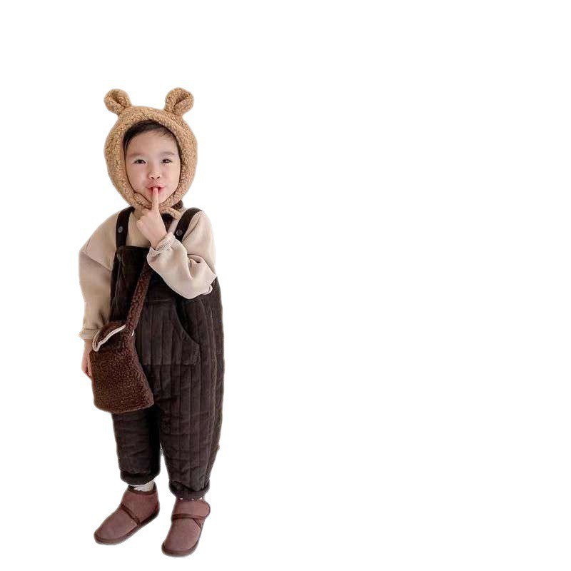 af11ee96-3d3c-4418-b35a-cc972b162263.jpg Baby Soft And Adorable Cute Corduroy Thick Quilted Overalls - Image 5