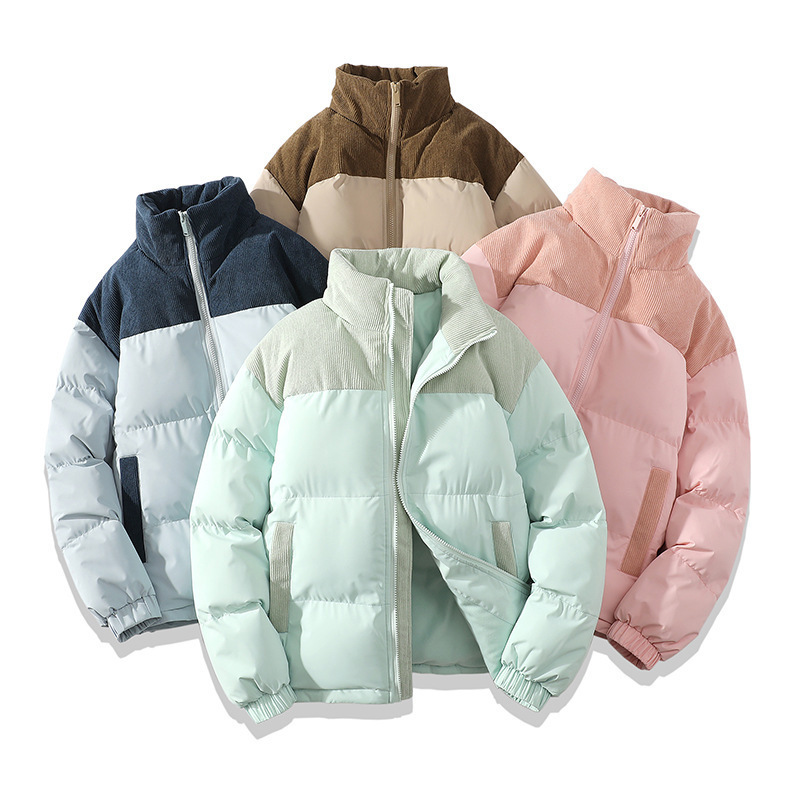 b38de8a2-1345-44e7-9295-d47eaa44f530-1.jpg Winter Stand Collar Contrast-colored Coat Cotton Padded Jacket For Men Women Clothing - Image 2