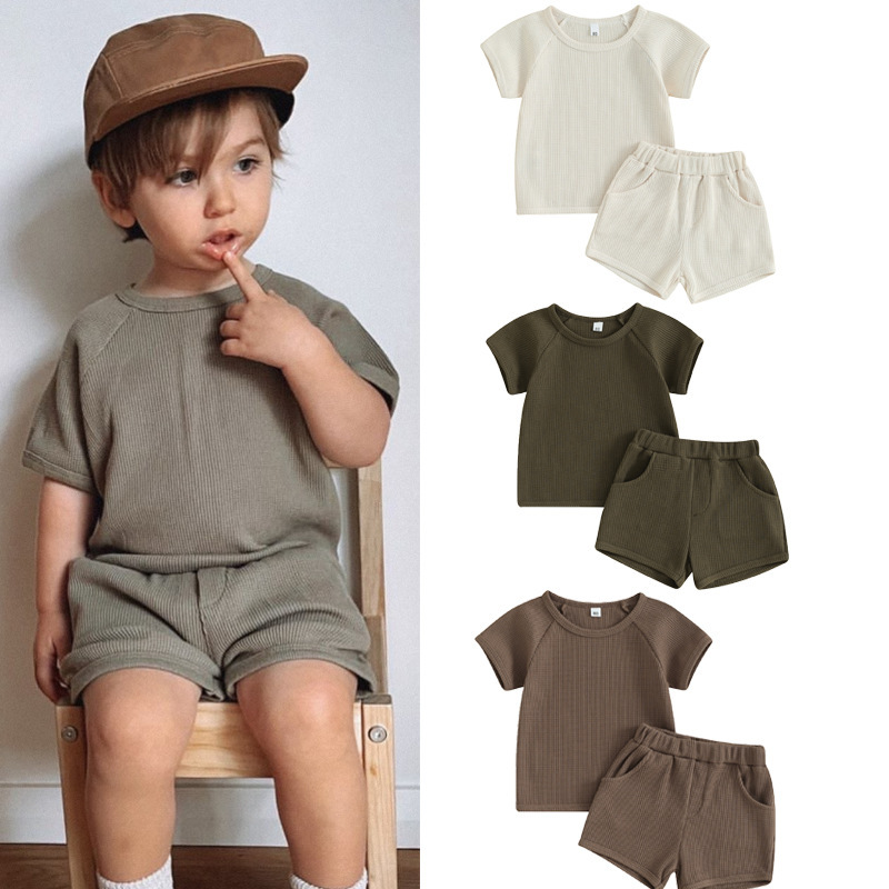 be97705a-daf9-4e08-a231-08b75cda083a.jpg Waffle Short-sleeved Shorts Two-piece Baby Clothes Comfort And Casual - Image 7