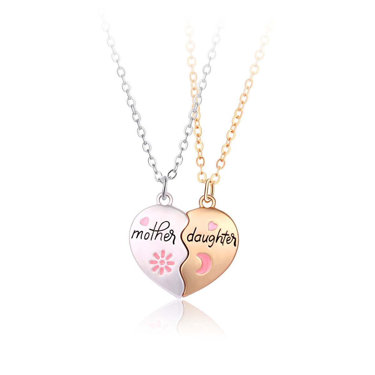cf0fdad5-48b1-4a00-814f-703153a21632.jpg 2PCS Set Jewelry Mother Daughter Necklace Matching Heart Magnetic Pendant Fashion Gifts For Mother's Day - Image 6