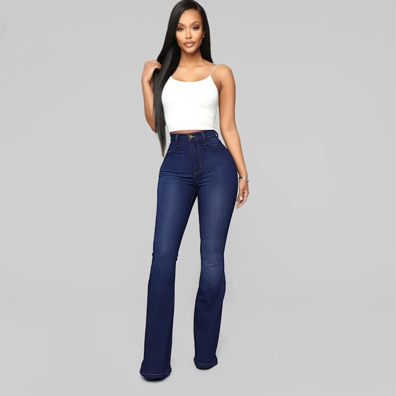 eca989c3-aee4-415a-940c-1c468c776e20.jpg Women's Classic High Waist Slim Denim Horseshoe Pants - Image 5