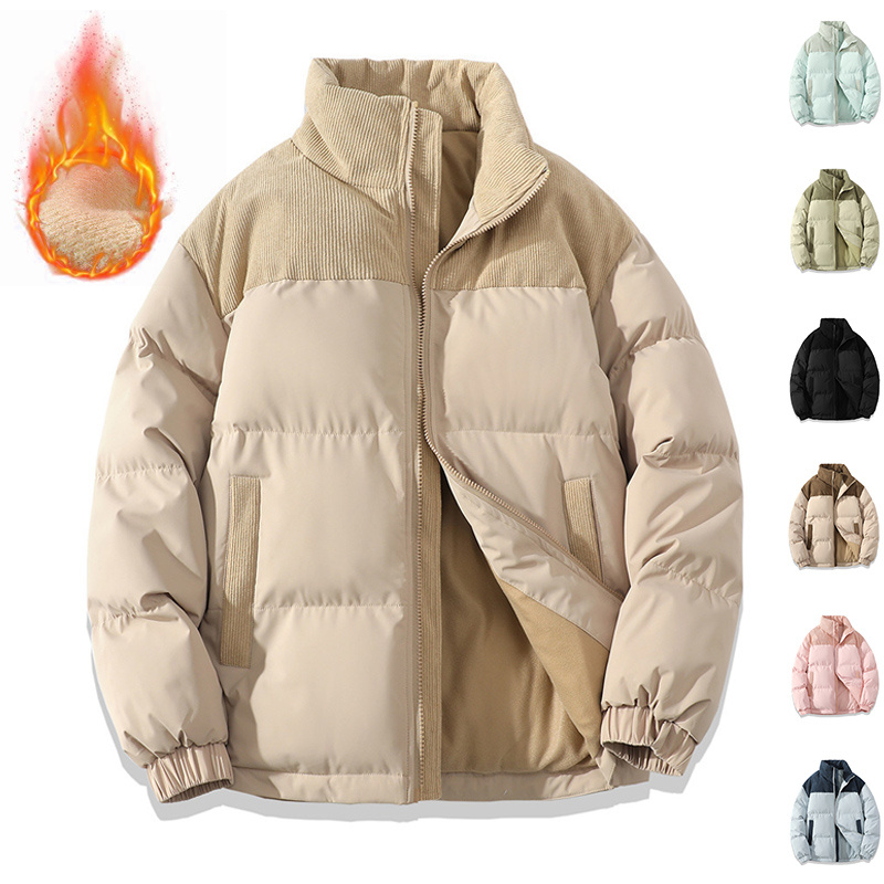 faca0a24-d137-4d87-b06f-83b3986336e2-1.jpg Winter Stand Collar Contrast-colored Coat Cotton Padded Jacket For Men Women Clothing